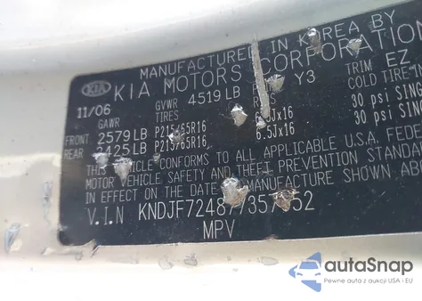 2007 Kia Sportage Lx from USA, damaged, VIN KNDJF724877357052